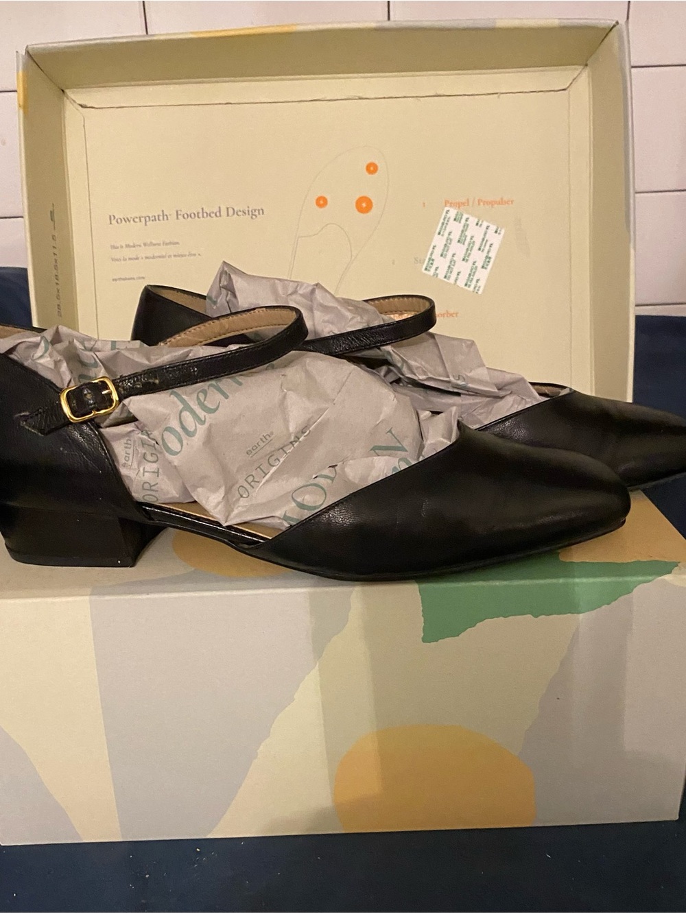 Classic Black Leather Pointed Mary Jane Mules with Ankle Strap